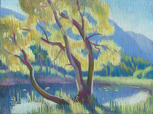 Lago in montagna par Kristina Korò, Œuvre sur papier en vente sur Singulart