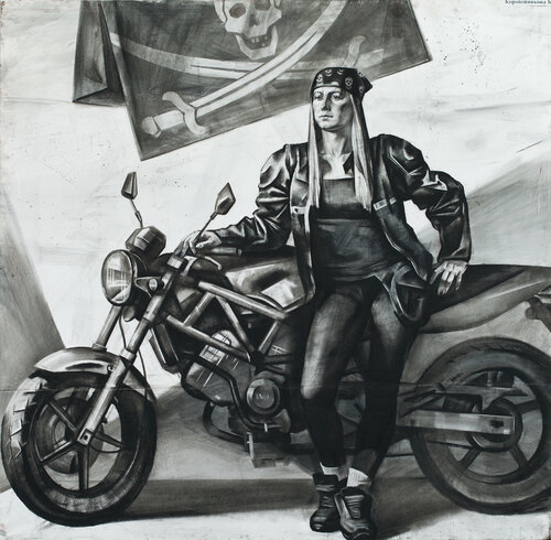 Disegno del motociclista par Kristina Korò, Dessin en vente sur Singulart