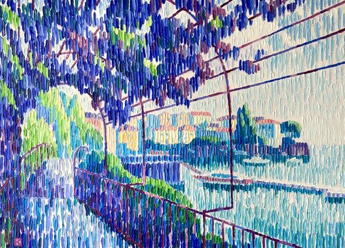 Blue Varenna par Kristina Korò, Peinture en vente sur Singulart