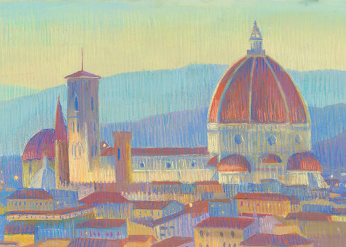 Firenze . Serata par Kristina Korò, Œuvre sur papier en vente sur Singulart