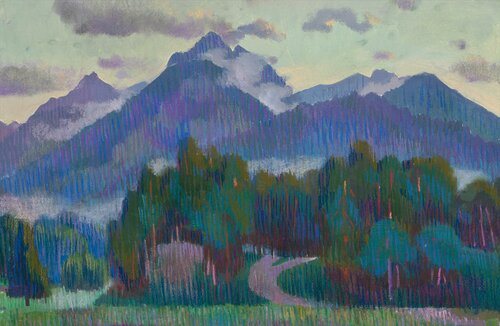 Serata in montagna par Kristina Korò, Œuvre sur papier en vente sur Singulart