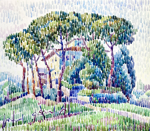 Villa in pini par Kristina Korò, Peinture en vente sur Singulart