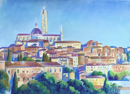 Siena. Sera par Kristina Korò, Œuvre sur papier en vente sur Singulart