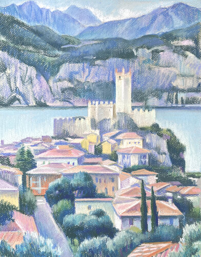 Mattina  sul lago di Garda di Kristina Korò, Opera su carta in vendita su Singulart