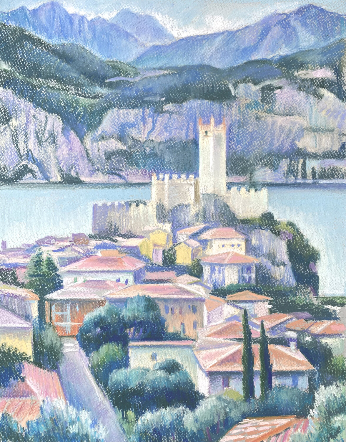 Mattina  sul lago di Garda Kristina Korò Werk auf Papier zu verkaufen
