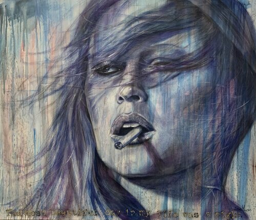 The most beautifull day in my life was a night - Brigitte Bardot di Inga Mihailovic, Pittura in vendita su Singulart