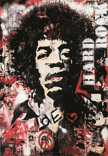 Jimi Hendrix - Power to Love di Inga Mihailovic, Pittura in vendita su Singulart