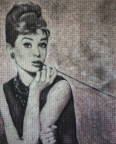 Audrey Hepburn - Alle meine Gesichter di Inga Mihailovic, Pittura in vendita su Singulart