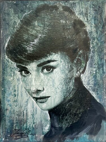 Rainy Day ( Audrey Hepburn) di Inga Mihailovic, Pittura in vendita su Singulart