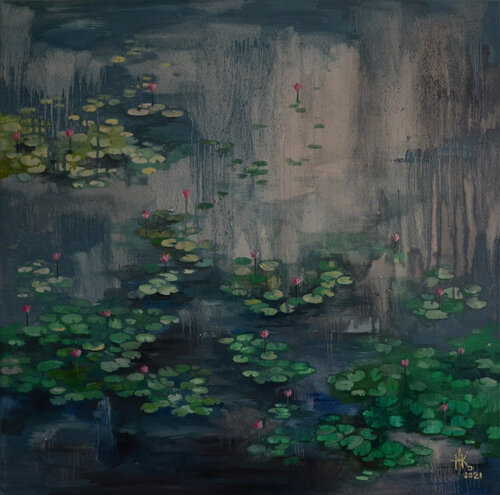 Lily pond. Petrichor di Zhanna Kondratenko, Pittura in vendita su Singulart