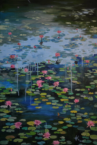 Lily pond. Balance di Zhanna Kondratenko, Pittura in vendita su Singulart