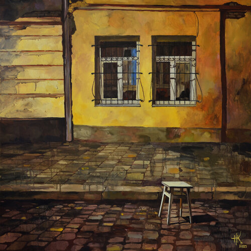 Stool. Under the Street Lights van Zhanna Kondratenko, Schilderij te koop op Singulart