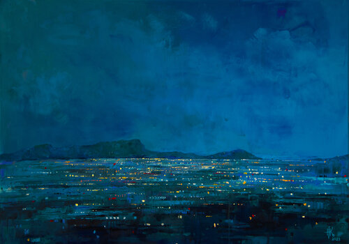 The Dark Blue Symphony di Zhanna Kondratenko, Pittura in vendita su Singulart