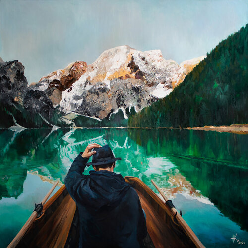 Echoes of Serenity. Wanderer's Reverie van Zhanna Kondratenko, Schilderij te koop op Singulart