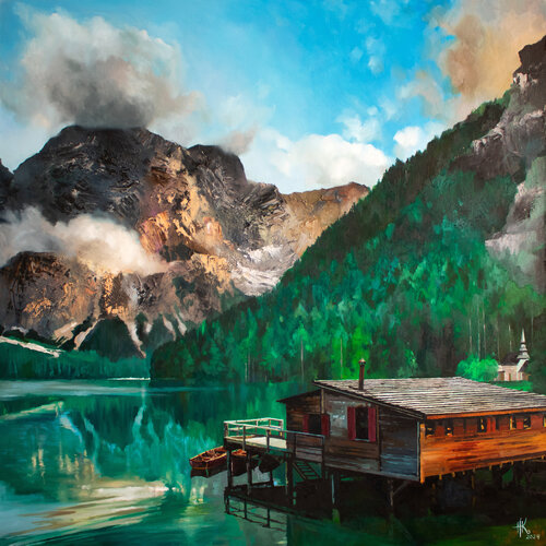 Echoes of Serenity. Mountainside Idyll van Zhanna Kondratenko, Schilderij te koop op Singulart