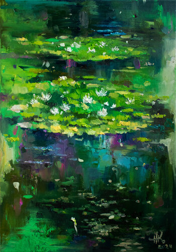 Lily Pond. Summer de Zhanna Kondratenko, Pintura a la venta en Singulart