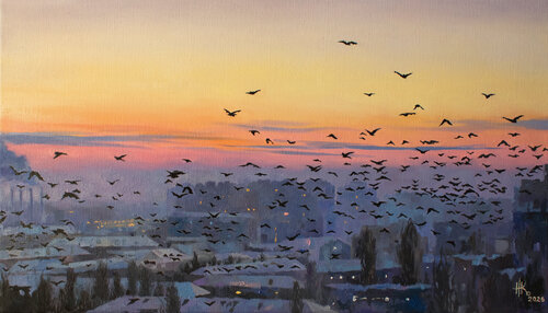 Flock at First Light van Zhanna Kondratenko, Schilderij te koop op Singulart