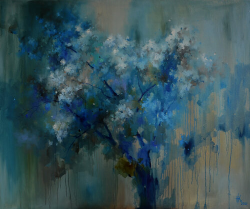 Blossoming. In Blue van Zhanna Kondratenko, Schilderij te koop op Singulart