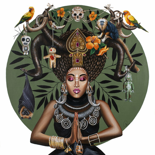 YASMINE PRETRESSE VAUDOU van Nathalie Roure, Schilderij te koop op Singulart