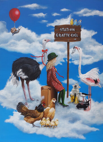 Station Gratte-ciel van Nathalie Roure, Schilderij te koop op Singulart