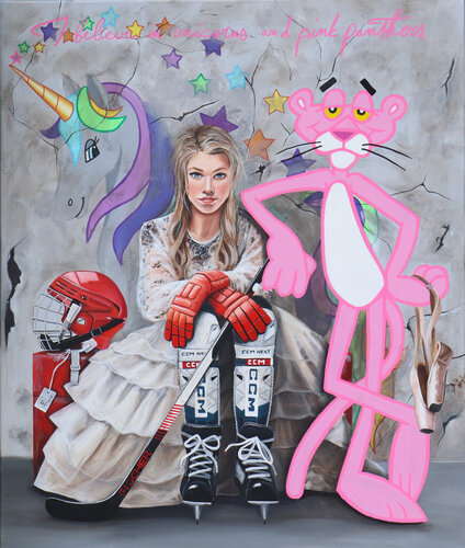 Moi, Je crois aux licornes et aux panthères roses ! de Nathalie Roure, Pintura a la venta en Singulart