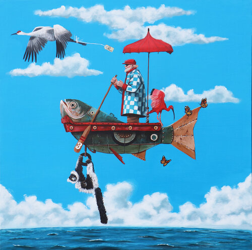 Capitaine Nemo (Machine Loufoque N° 19) von Nathalie Roure, Malerei kaufen auf Singulart
