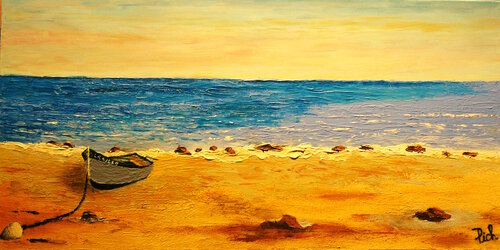 Barque au mouillage au Petit Sergent van Michel Thévenot, Schilderij te koop op Singulart