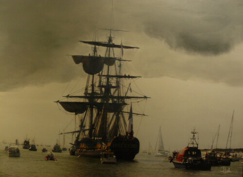 Départ d' Hermione pour les USA von Michel Thévenot, Malerei kaufen auf Singulart