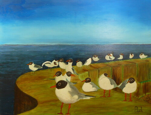 Z'étaient rieuses les mouettes du bord de mer ! von Michel Thévenot, Malerei kaufen auf Singulart