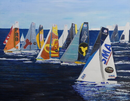 Régate en solitaire, départ du V.D.G 2016-2017 van Michel Thévenot, Schilderij te koop op Singulart