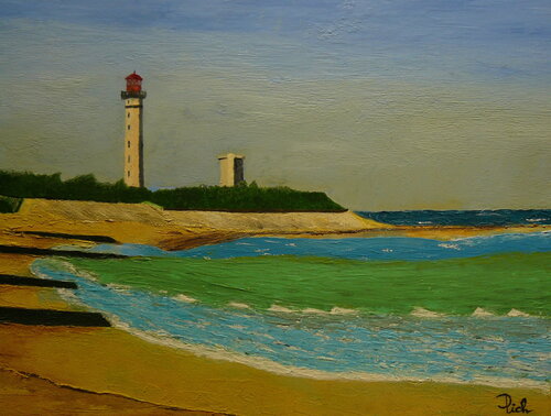 Le Phare et la Tour des Baleines de l'île de ré van Michel Thévenot, Schilderij te koop op Singulart