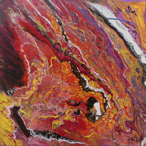 La migration céleste des nuances de l'orange van Michel Thévenot, Schilderij te koop op Singulart