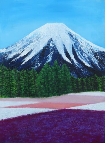 Le Mont  Fuji, la montagne sacrée du Japon von Michel Thévenot, Malerei kaufen auf Singulart
