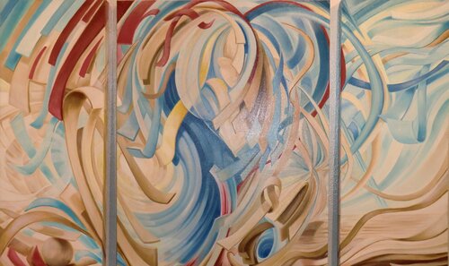 " Come un serto di cirri sulla baia di Camogli "  - trittico - van Giovanni Tomaselli, Schilderij te koop op Singulart