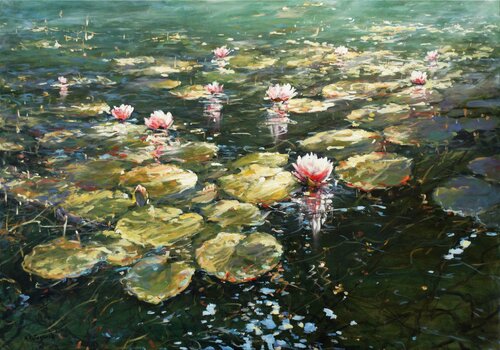 Waterlilies van Mariusz Kaldowski, Schilderij te koop op Singulart