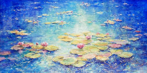 Blue Lily Pond van Mariusz Kaldowski, Schilderij te koop op Singulart