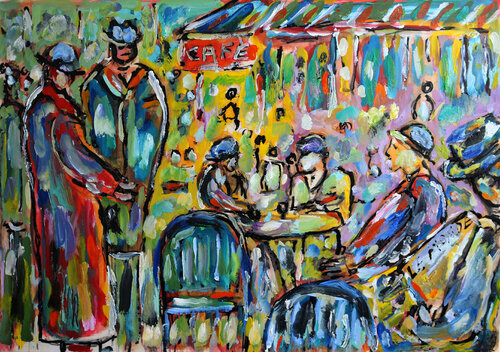exLe vieux café par Jean Mirre, Œuvre sur papier en vente sur Singulart
