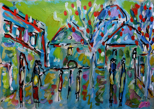 Colorful Hotel by Jean Mirre, Work on Paper for Sale on Singulart