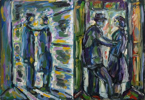 Les amants nocturnes van Jean Mirre, Schilderij te koop op Singulart
