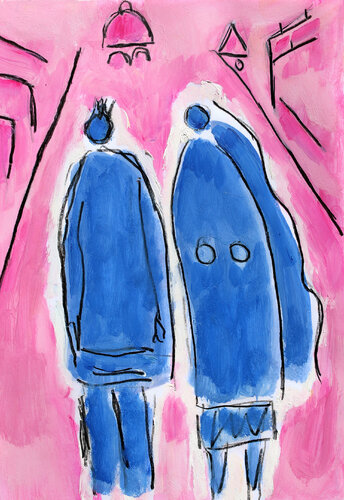 Couple et ville van Jean Mirre, Werk op papier te koop op Singulart
