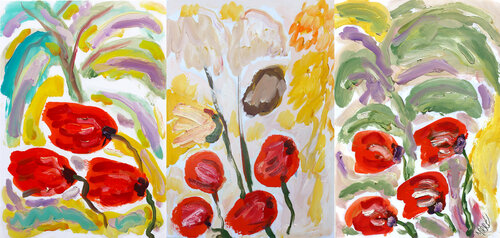 Triptyque Repos van Jean Mirre, Schilderij te koop op Singulart