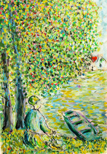 Dream by a blue river di Jean Mirre, Opera su carta in vendita su Singulart