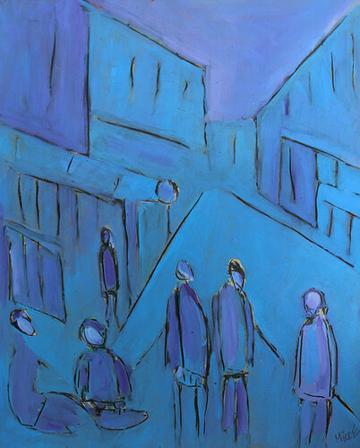 Life in town van Jean Mirre, Werk op papier te koop op Singulart