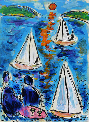 Vacances bleues di Jean Mirre, Opera su carta in vendita su Singulart