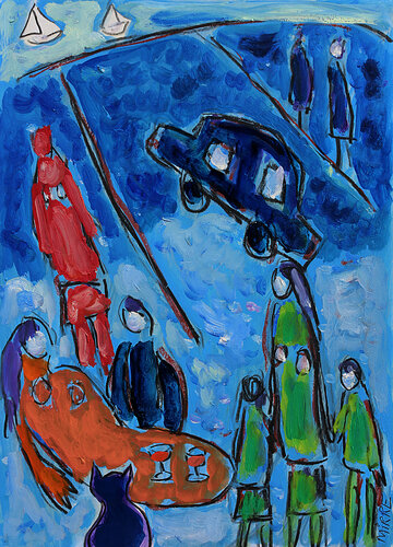 Neige voit la vie en bleu van Jean Mirre, Schilderij te koop op Singulart