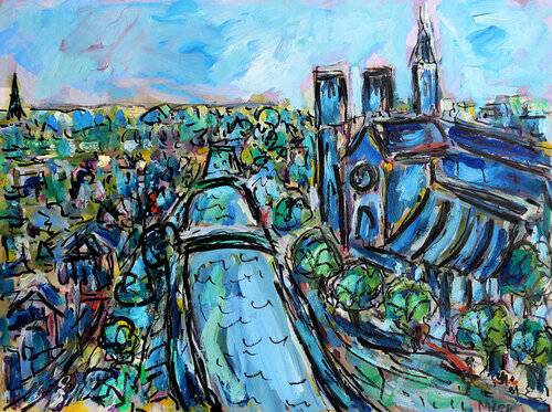 Paris aerial view van Jean Mirre, Schilderij te koop op Singulart