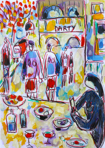 exGirl on a cellphone van Jean Mirre, Werk op papier te koop op Singulart