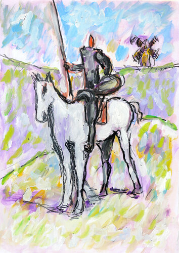 exDon Quichotte (d'après Daumier) van Jean Mirre, Werk op papier te koop op Singulart