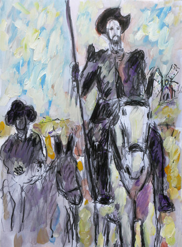 Don Quichotte et Sancho Panza van Jean Mirre, Werk op papier te koop op Singulart