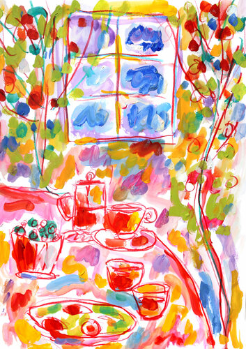 Home breakfast by Jean Mirre, Work on Paper for Sale on Singulart